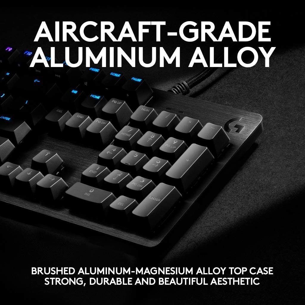 Logitech G512 Mechanical Gaming Keyboard,RGB Lightsync Backlit Keys,GX Brown Tactile Key Switches,Brushed Aluminum Case,Customizable F-Keys,USB Pass Through - Black - Image 5