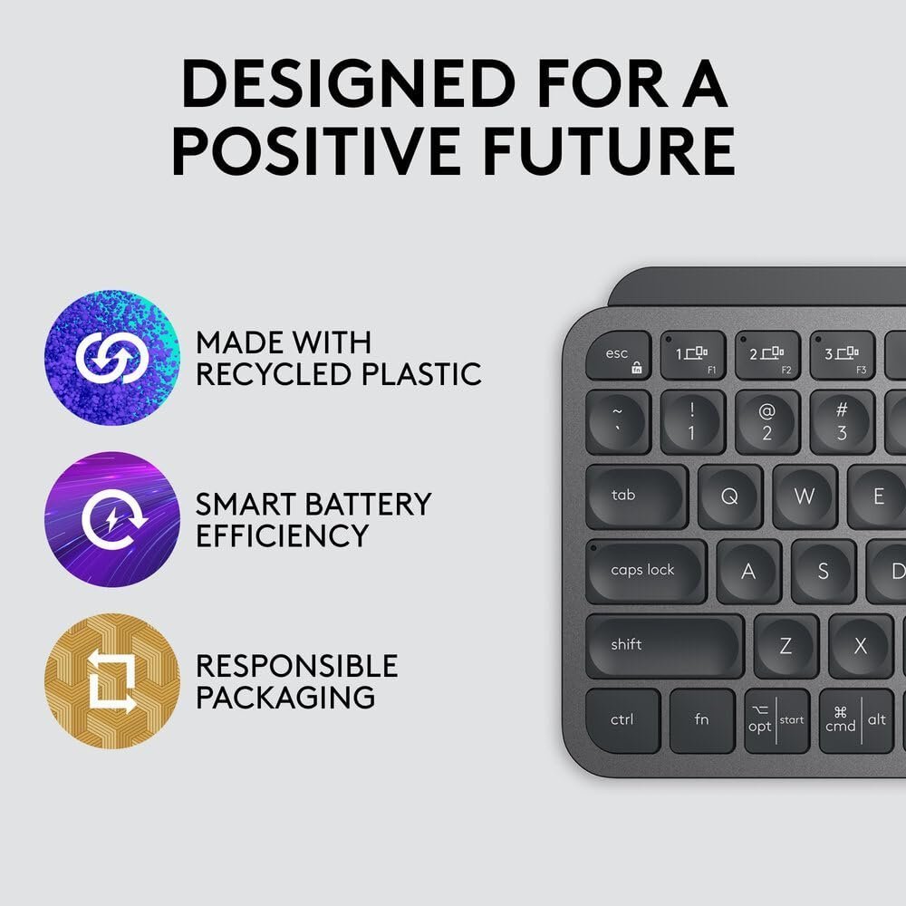 MX Keys Mini Minimalist Wireless Illuminated Keyboard with Free Adobe Subscription, Compact, Bluetooth, Backlit, USB-C, Metal Build-Graphite - Image 3