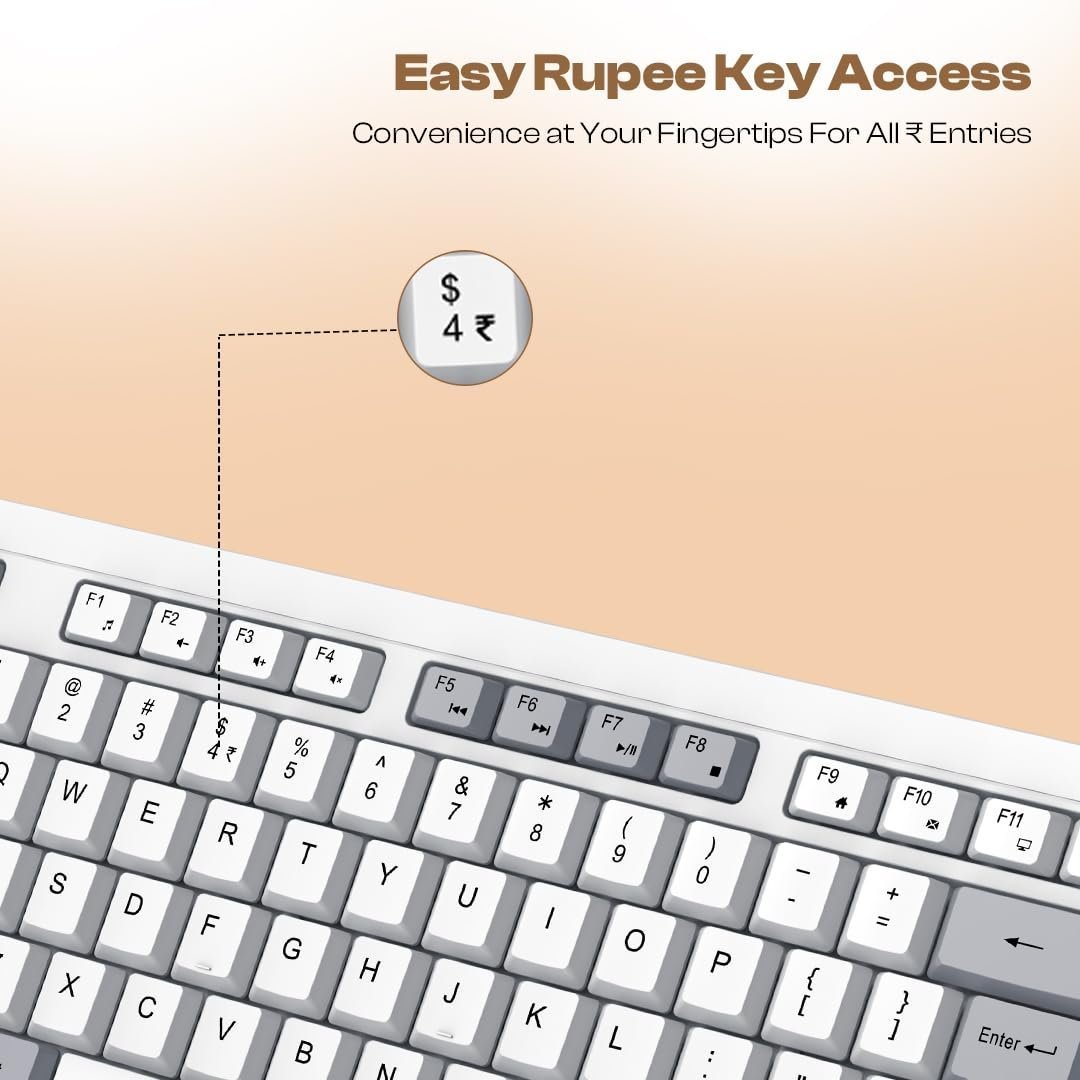 USB Alfa Keyboard 7 Wired Membrane Keyboard | 104-Key US Layout | UV Coated Keycaps | Ergonomic Design | Quiet & Durable Membrane Build | 1-Year Warranty (LOX-106) - Image 4