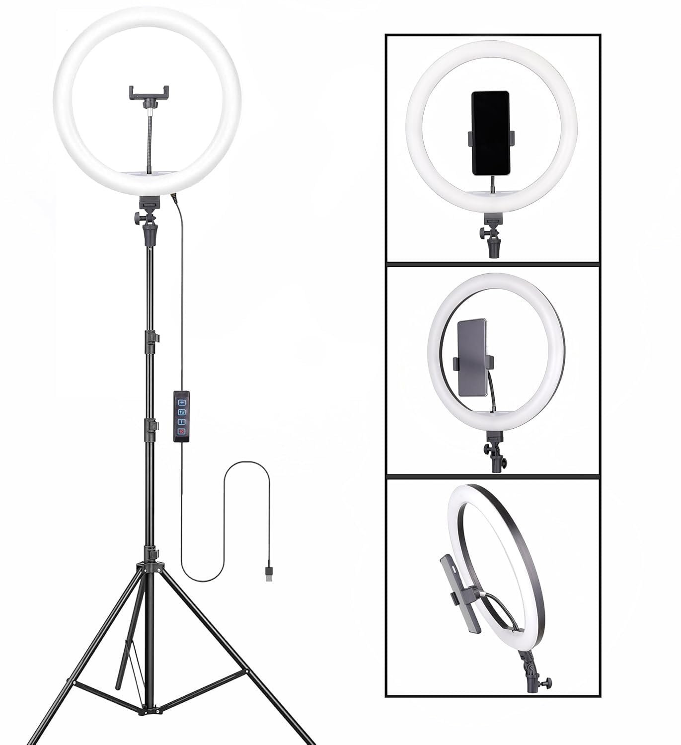 Ring Light with Tripod Stand, LED Circle Light with Phone Holder, Adjustable Height, Photography Lighting (4) - Image 4