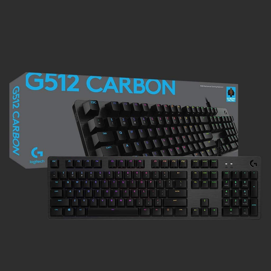 Logitech G512 Mechanical Gaming Keyboard,RGB Lightsync Backlit Keys,GX Brown Tactile Key Switches,Brushed Aluminum Case,Customizable F-Keys,USB Pass Through - Black - Image 8