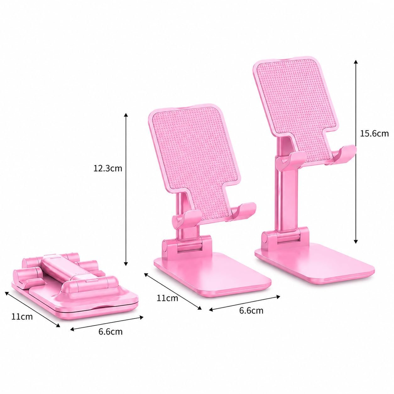 Wrapped Ribbon Telescopic Height Adjustable Phone & Tablet Stand | 360° Rotating Base, Foldable Desktop Holder for iPhone, iPad, Samsung, All Smartphones & Tablets (Pink) - Image 3