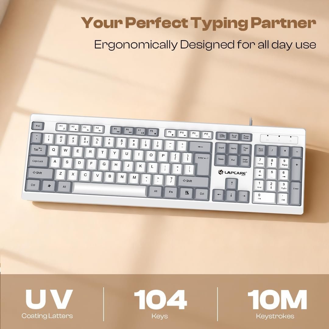 USB Alfa Keyboard 7 Wired Membrane Keyboard | 104-Key US Layout | UV Coated Keycaps | Ergonomic Design | Quiet & Durable Membrane Build | 1-Year Warranty (LOX-106) - Image 5