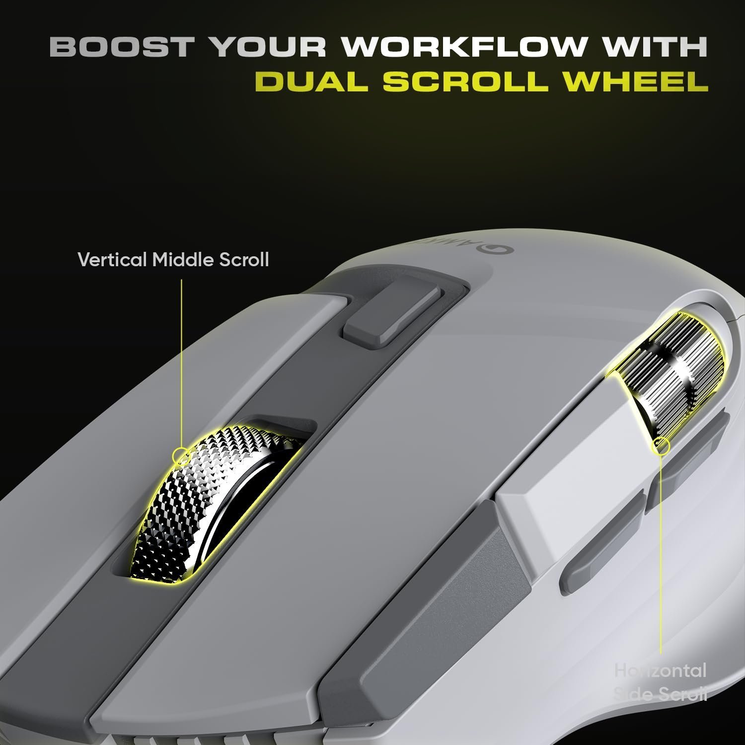 XS Series Flow S Ergonomic Wireless Mouse/Bluetooth Mouse with Side Scroll, 2.4G + 3×BT, 7 Buttons, Multi-OS, 3200 DPI Adjustable, 1000Hz Polling, 800mAh Rechargeable - Image 3
