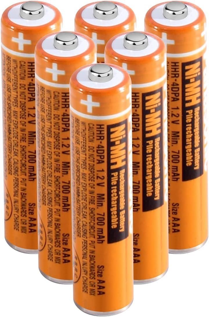 Ni-MH AAA 1.2V 700mAh Long-Lasting Rechargeable Batteries for Cordless Phones and Gadgets – 6 Pack