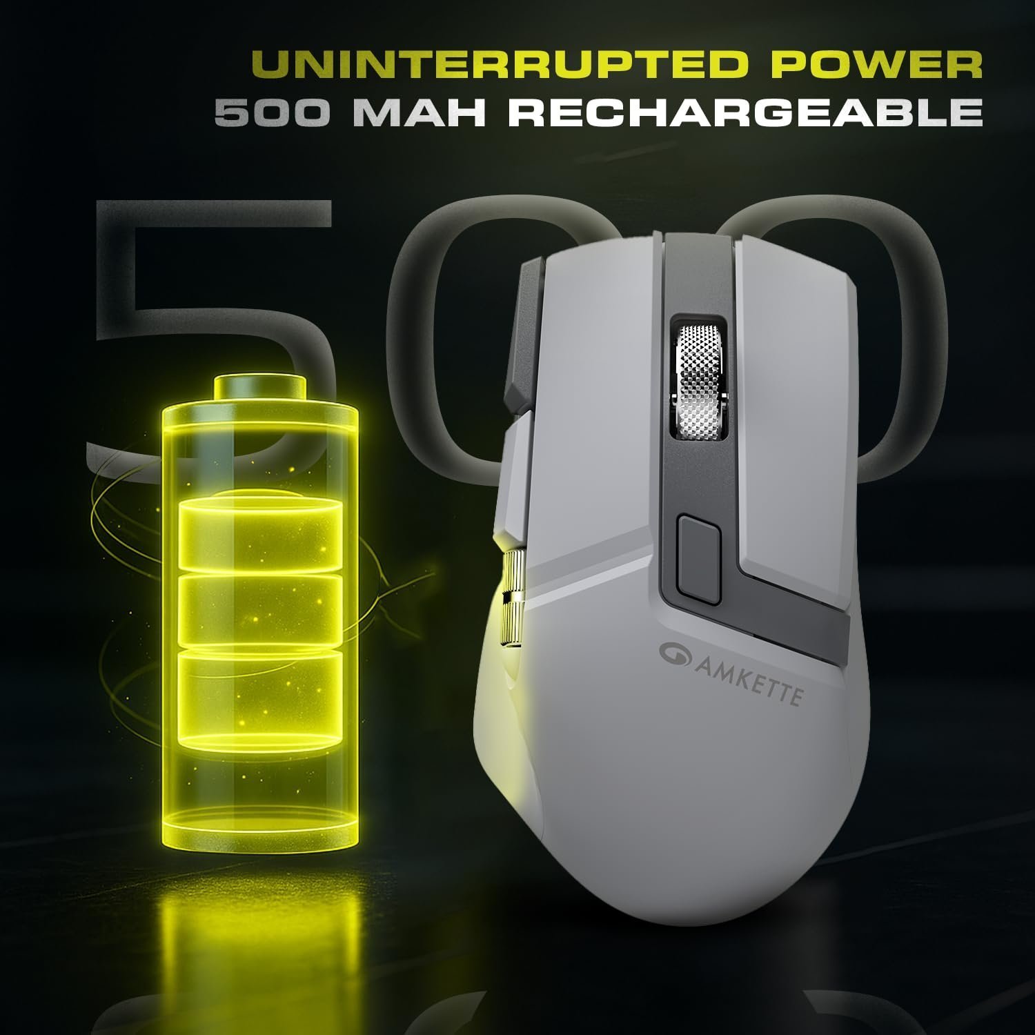 XS Series Flow S Ergonomic Wireless Mouse/Bluetooth Mouse with Side Scroll, 2.4G + 3×BT, 7 Buttons, Multi-OS, 3200 DPI Adjustable, 1000Hz Polling, 800mAh Rechargeable - Image 6