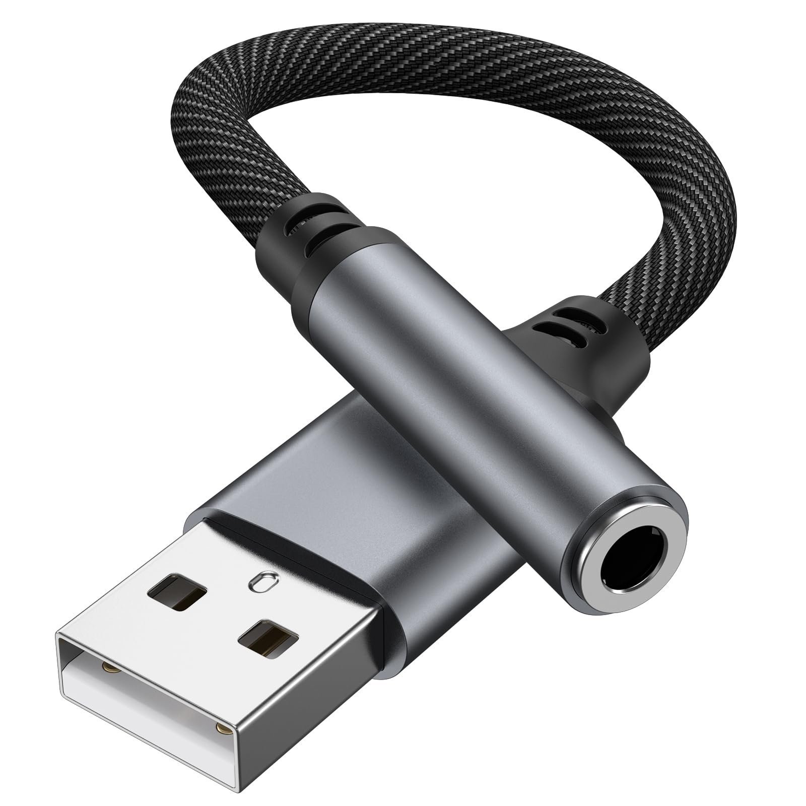 USB to 3.5mm Headphone Adapter, USB A to Aux Jack Audio Adapter Cable Cord for PS5 PS4 PC Windows Mac Linux Laptop Desktop and More