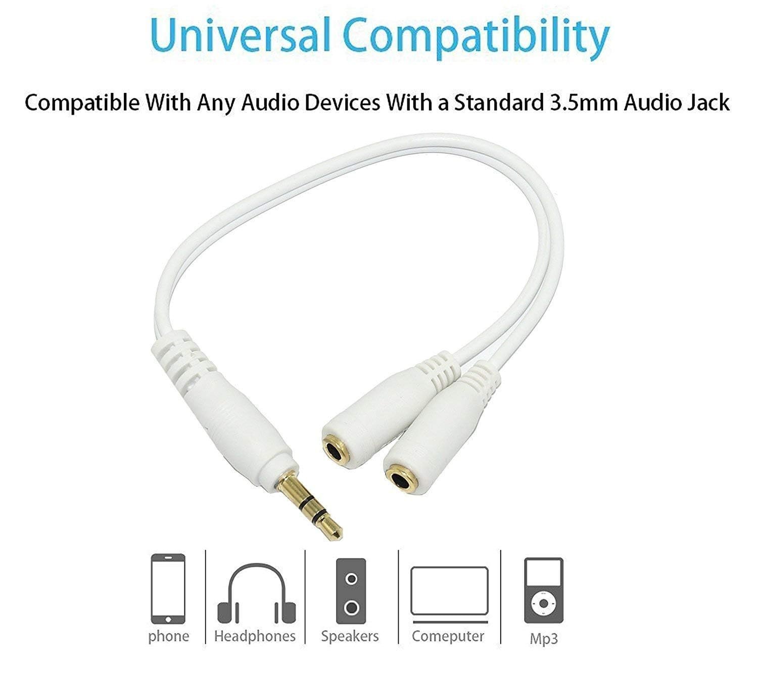 3.5mm jack 1 male to 2 female Stereo headphone earphone Jack Y Splitter audio adapter Cable (Multicolor - Color may vary) - Image 2