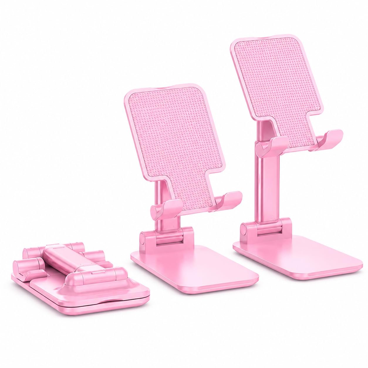 Wrapped Ribbon Telescopic Height Adjustable Phone & Tablet Stand | 360° Rotating Base, Foldable Desktop Holder for iPhone, iPad, Samsung, All Smartphones & Tablets (Pink) - Image 2