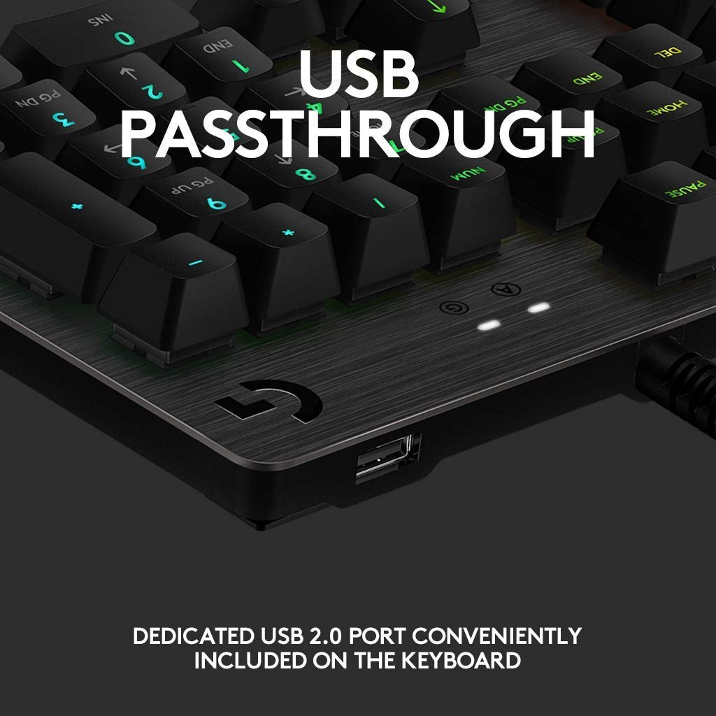 Logitech G512 Mechanical Gaming Keyboard,RGB Lightsync Backlit Keys,GX Brown Tactile Key Switches,Brushed Aluminum Case,Customizable F-Keys,USB Pass Through - Black - Image 4