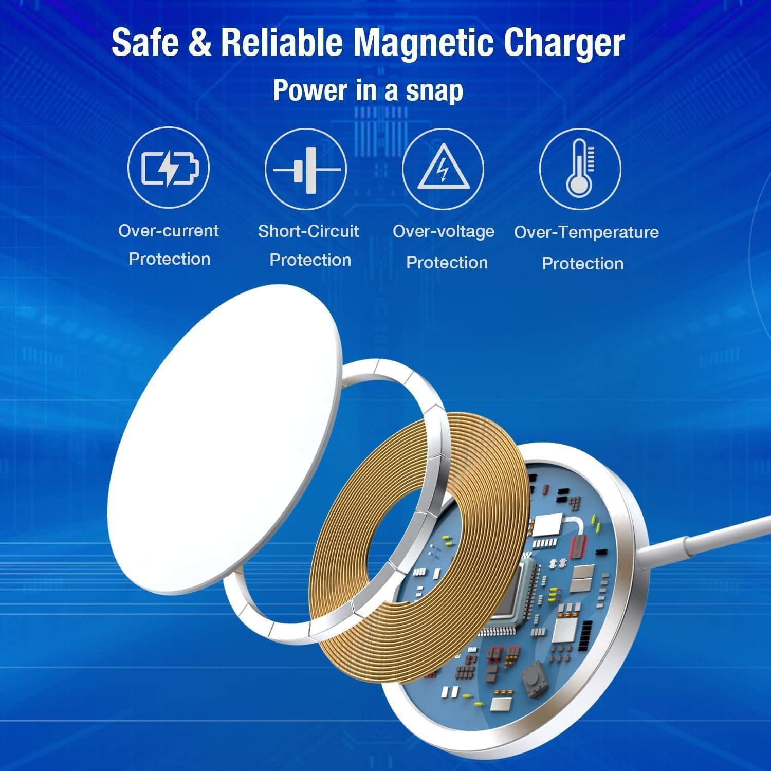 Magnetic Wireless Charger 15W, Mag-Safe Fast Charger USB C 15W, Qi Type C Wireless Inductive Charging Station Compatible with iPhone 17/16/16 Plus/16 Pro/16 Pro Max/15/14/13/12 Series - Image 3