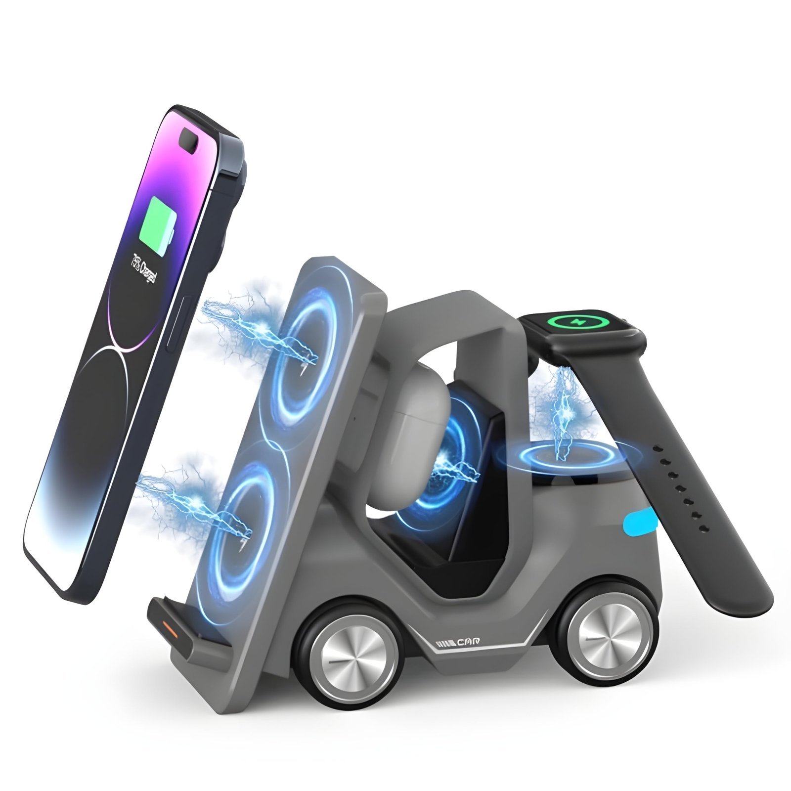 Multi-Device 3-in-1 Wireless Charging Station, 15W Foldable Magnetic Charger Stand and Compact Travel Power Pad - Image 5