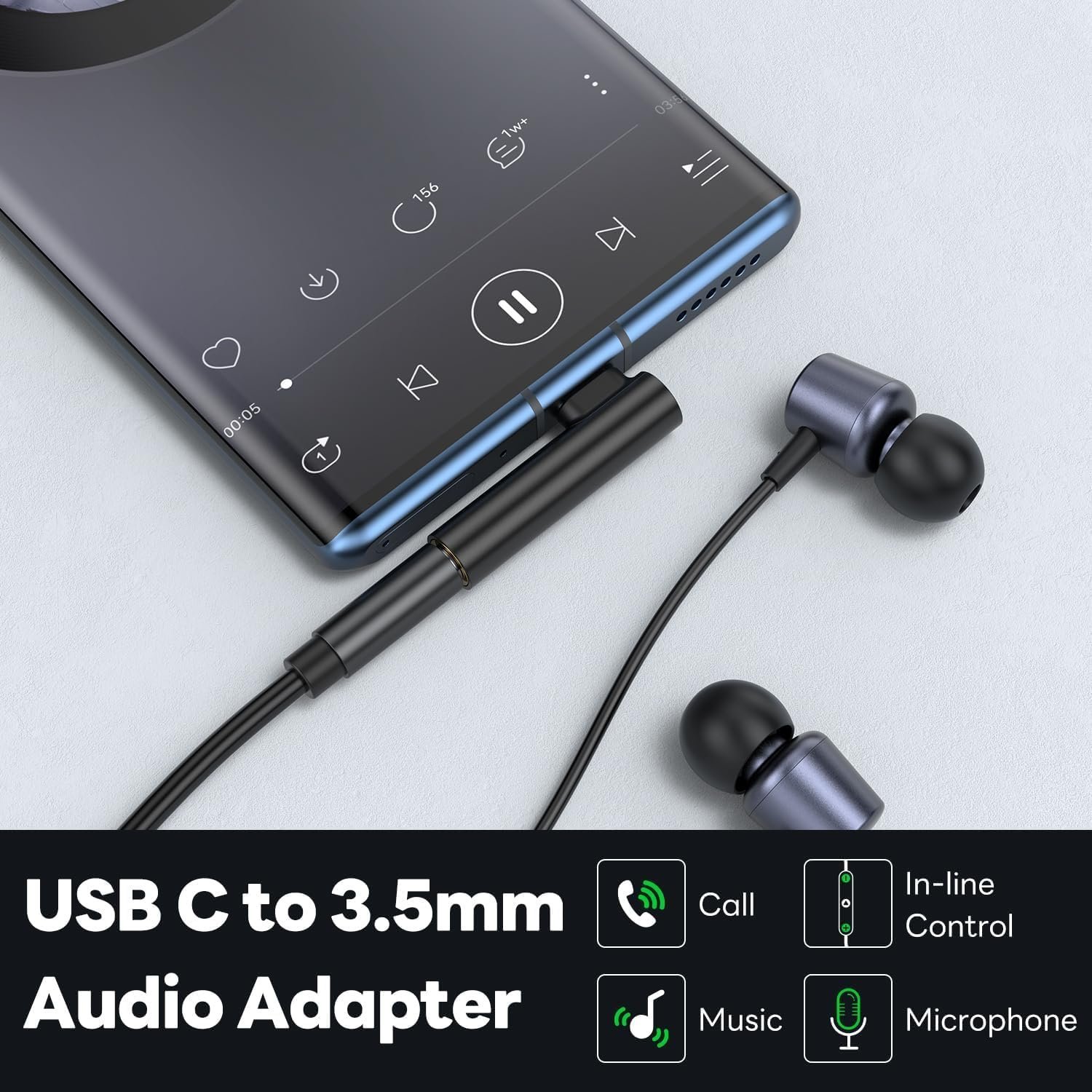 One Plus Original C to 3.5mm Audio Adapter 2 Pcs | Type-C to AUX Headphone Jack Dongle with DAC Chip | Right Angle Connector | Compatible with Mi, iqoo, Vivo, iPad Pro | Black - Image 2