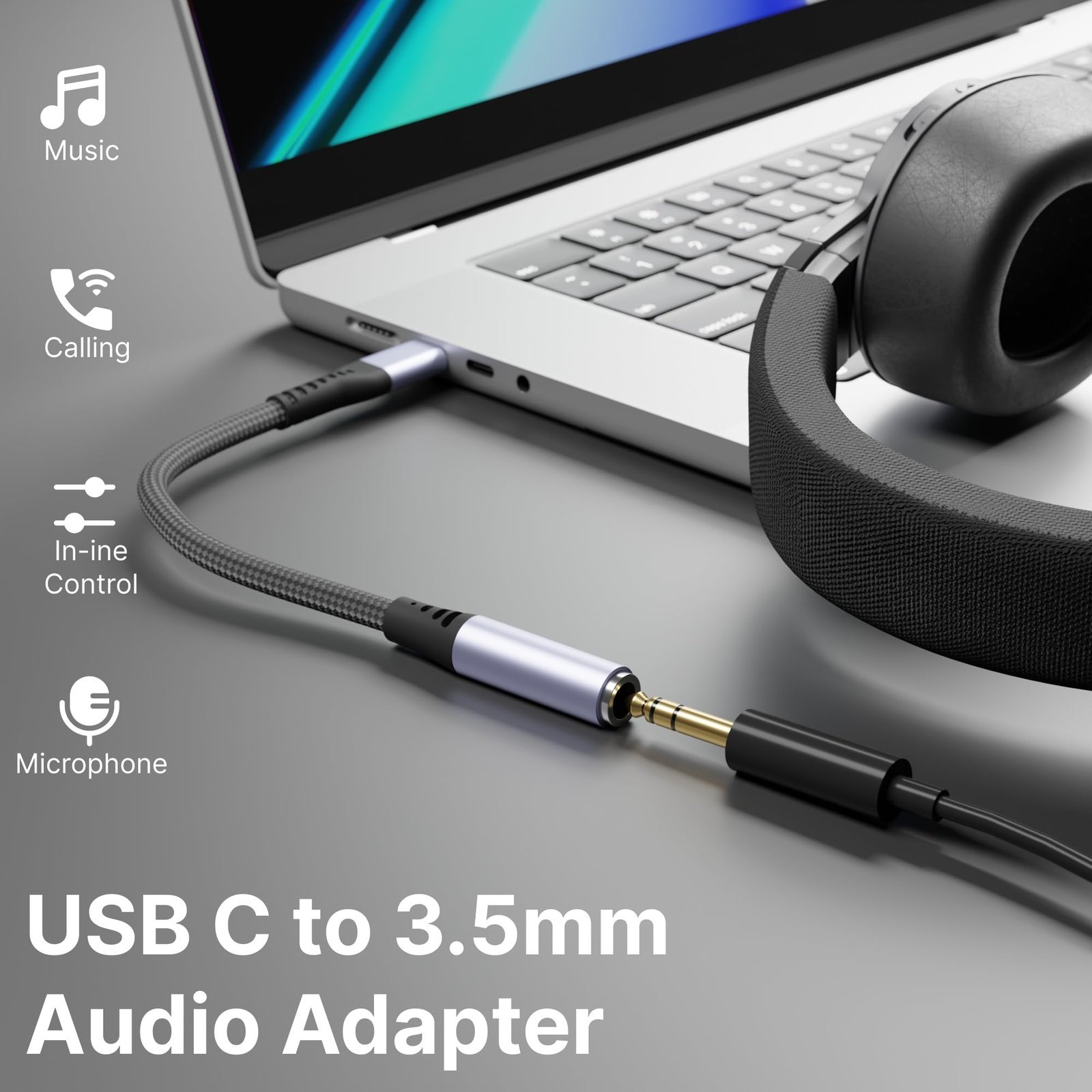 Type C to 3.5mm Audio Jack Adapter | AUX Headphone Converter with DAC - Image 3