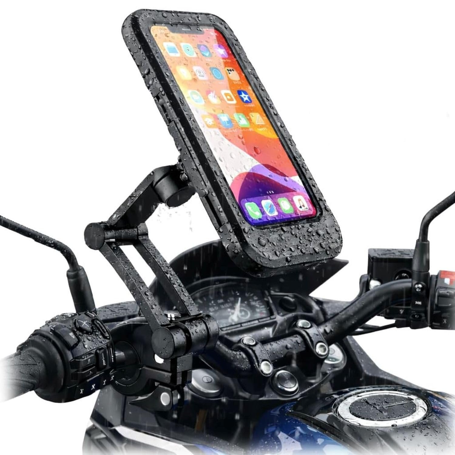 Waterproof Mobile Phone Holder for Bike & Motorcycle | 360° Rotating Adjustable Handlebar Mount | Shockproof & Secure Bike Mobile Stand | Universal Fit for All Smartphones