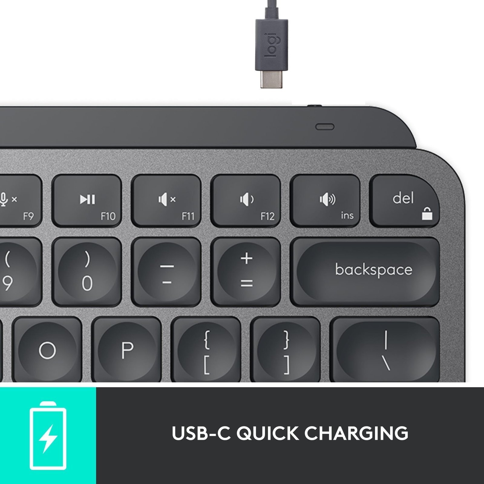 MX Keys Mini Minimalist Wireless Illuminated Keyboard with Free Adobe Subscription, Compact, Bluetooth, Backlit, USB-C, Metal Build-Graphite - Image 6