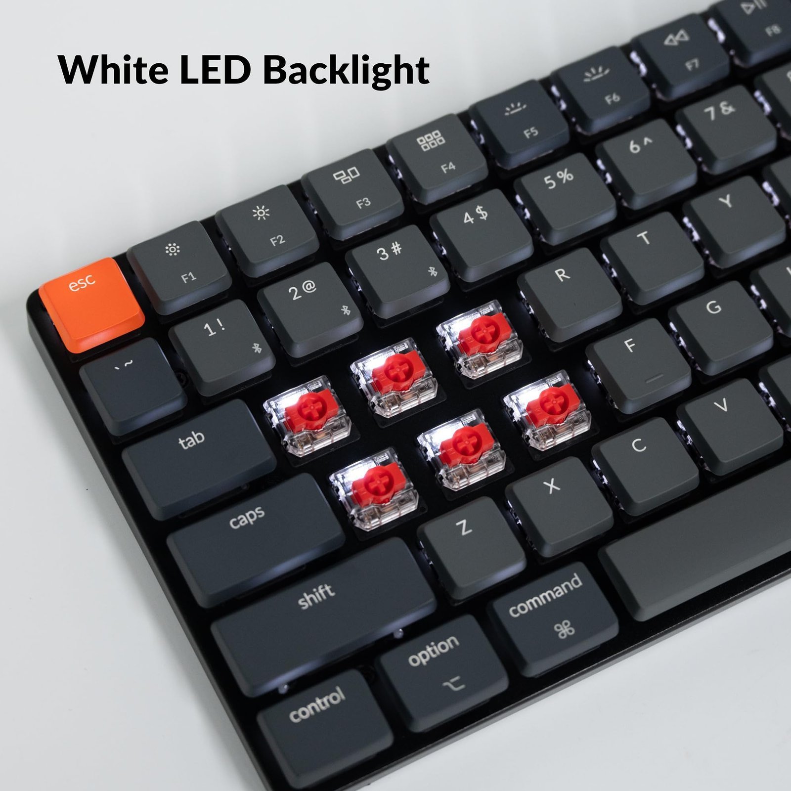 K3 Version 2, 84 Keys Ultra-Slim Wireless Bluetooth/USB Wired Mechanical Keyboard with White LED Backlit, Low-Profile Gateron Mechanical Red Switch Compatible with Mac Windows - Image 9