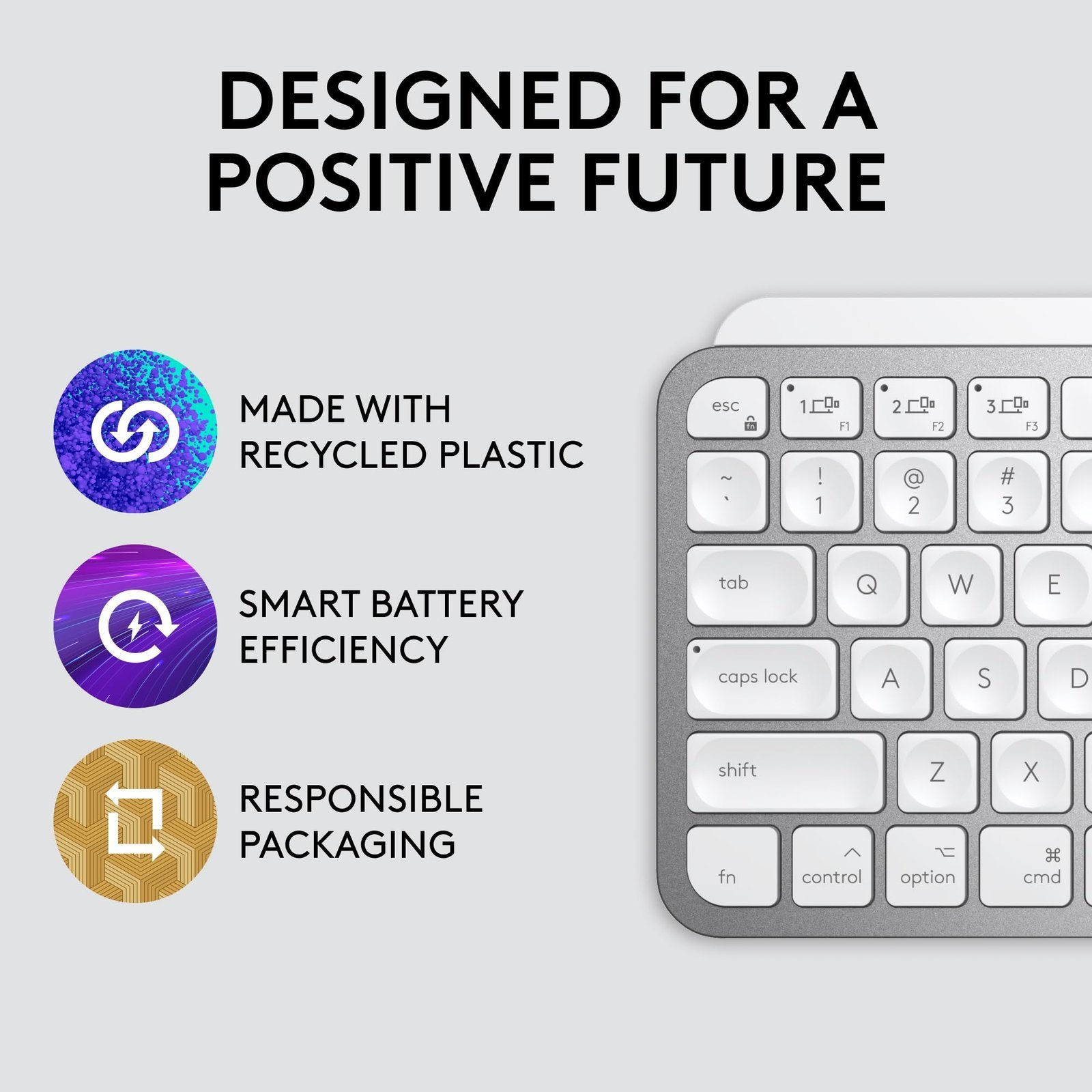 MX Keys Mini for Mac Minimalist Wireless Illuminated Keyboard with Free Adobe Subscription, Compact, Bluetooth, Backlit Keys, USB-C, Tactile Typing, Metal Build-Pale Grey - Image 6