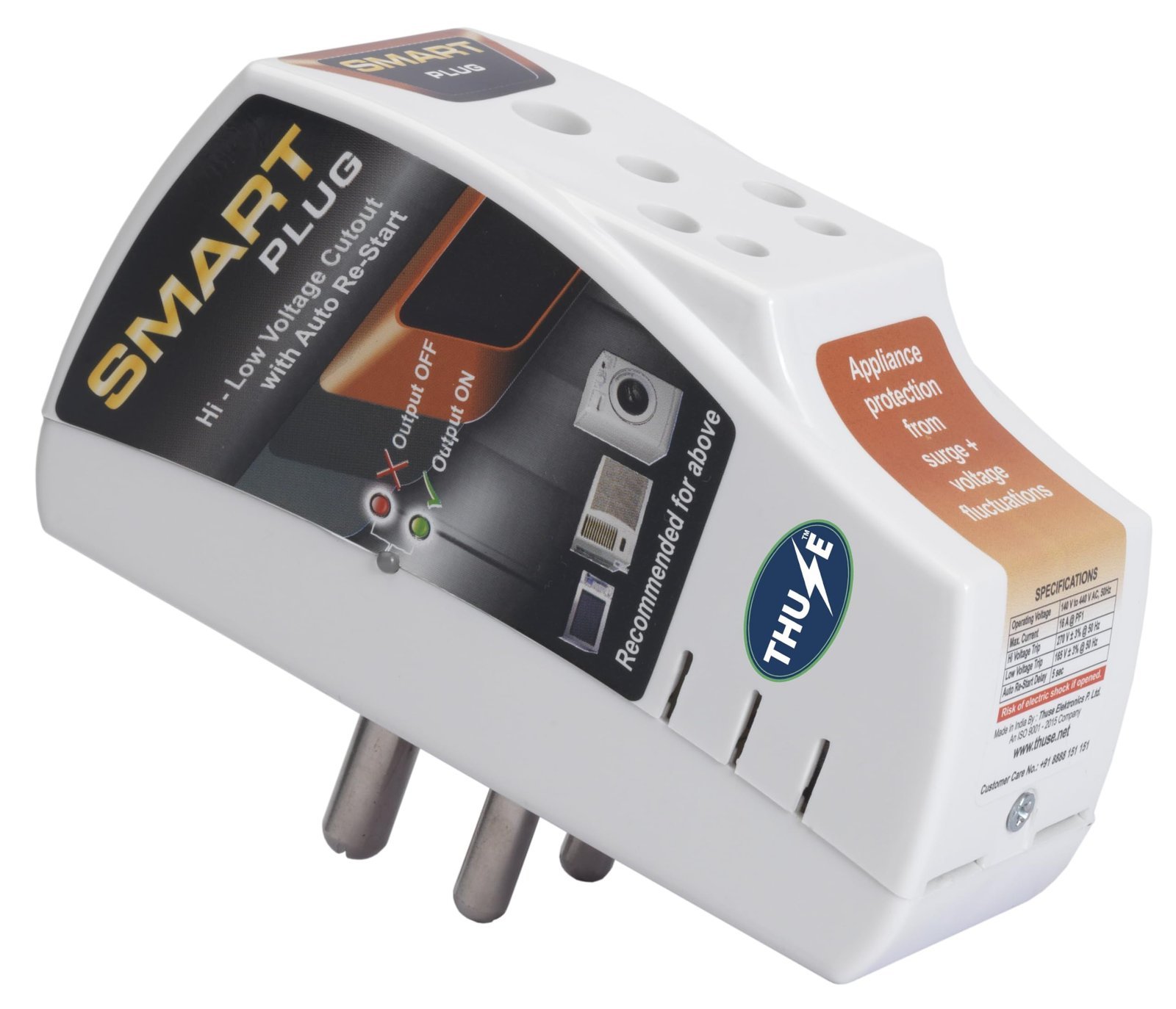 16A (White), Voltage Protector for Washing Machine, Smart Water Heater, Microwave Oven, Dishwasher, AC, EV Charger, Over-Under Voltage Protector with Surge Protection Upto 4000 Volts