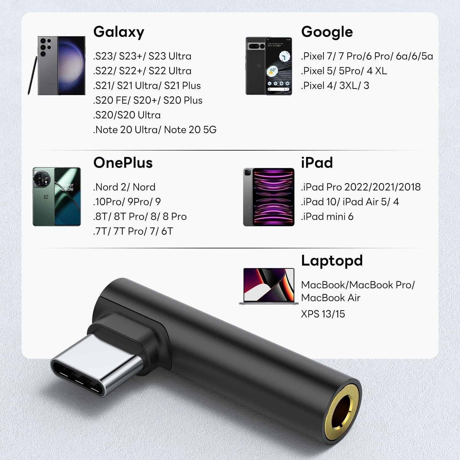 One Plus Original C to 3.5mm Audio Adapter 2 Pcs | Type-C to AUX Headphone Jack Dongle with DAC Chip | Right Angle Connector | Compatible with Mi, iqoo, Vivo, iPad Pro | Black - Image 6