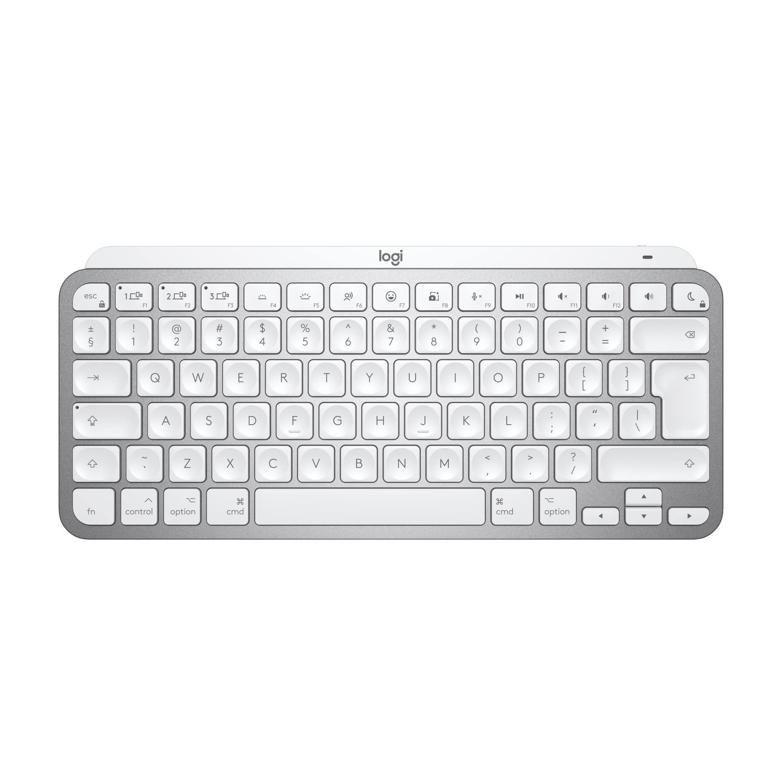 MX Keys Mini for Mac Minimalist Wireless Illuminated Keyboard with Free Adobe Subscription, Compact, Bluetooth, Backlit Keys, USB-C, Tactile Typing, Metal Build-Pale Grey
