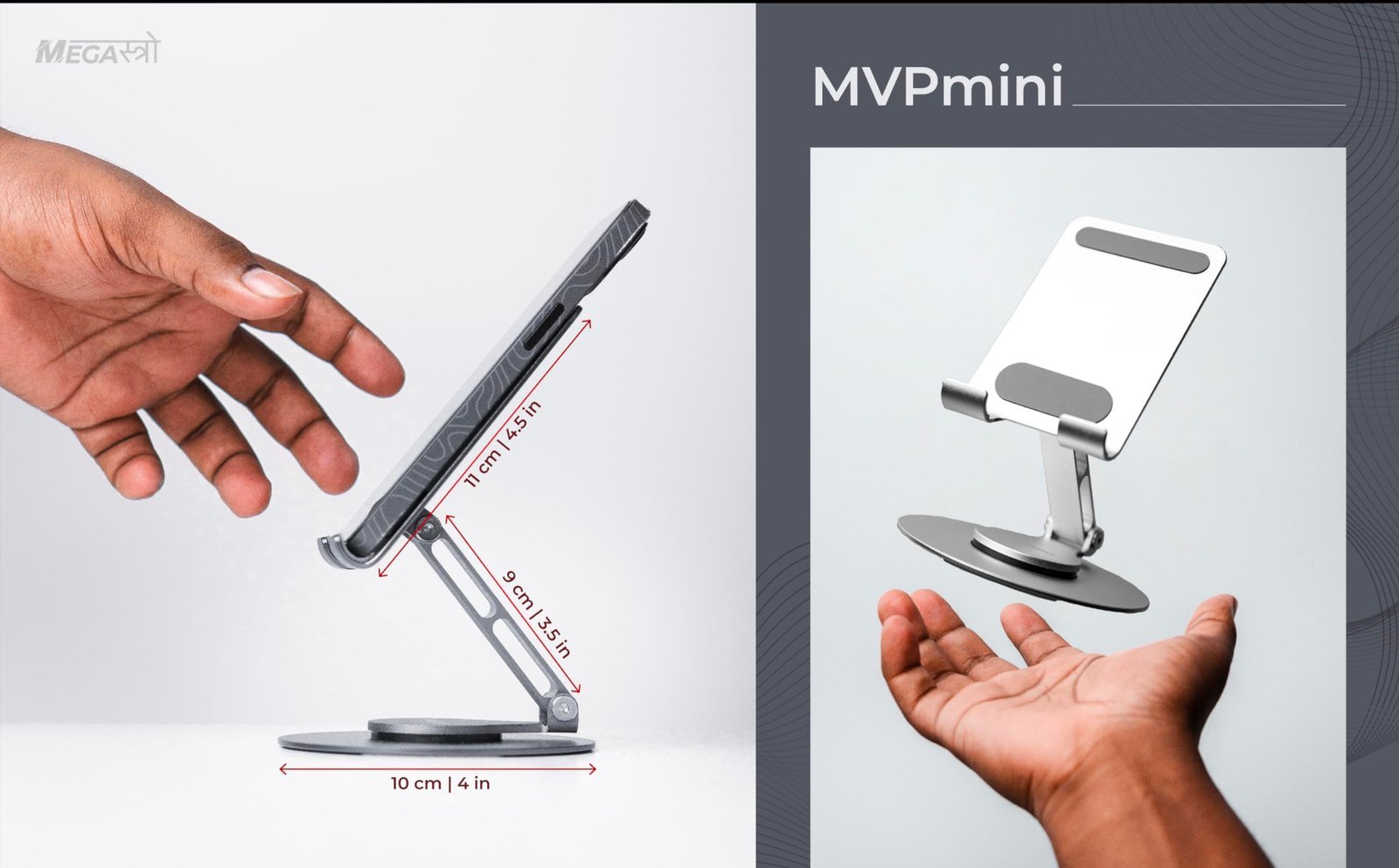 ® Aluminum 360 Rotatable Phone/Tablet Stand (Under 10inch) - MVPmini | Adjustable, Sturdy, and Versatile | Universal Compatibility | Hands-Free Viewing (Metallic Silver) - Image 11