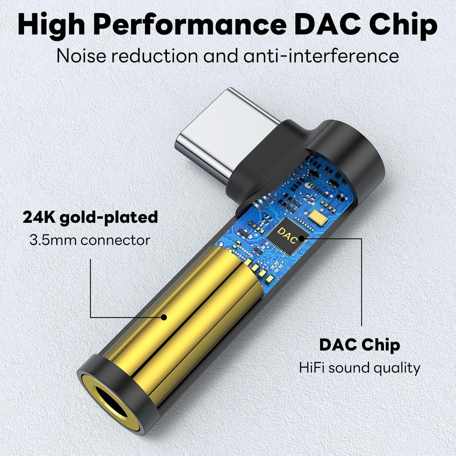 One Plus Original C to 3.5mm Audio Adapter 2 Pcs | Type-C to AUX Headphone Jack Dongle with DAC Chip | Right Angle Connector | Compatible with Mi, iqoo, Vivo, iPad Pro | Black - Image 4