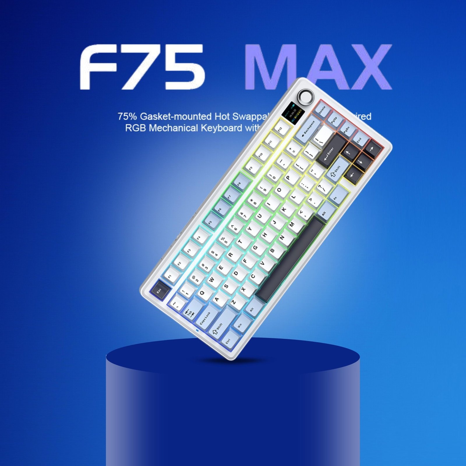 F75Max 75% TKL Wireless Mechanical Keyboard | Hot Swappable | Pre-lubed Linear Switches | RGB Backlit | 2.4GHz/Type-C/Bluetooth Gaming Keyboard (F75Max Ice Blue, Reaper Switch) - Image 3