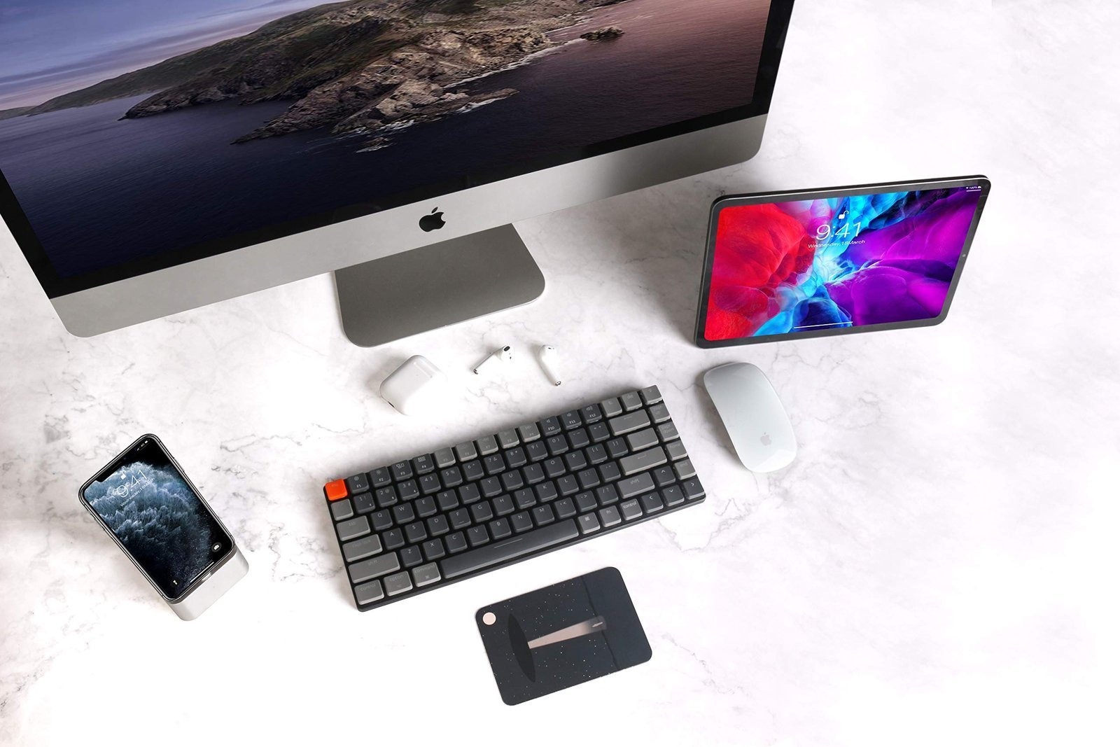 K3 Version 2, 84 Keys Ultra-Slim Wireless Bluetooth/USB Wired Mechanical Keyboard with White LED Backlit, Low-Profile Gateron Mechanical Red Switch Compatible with Mac Windows - Image 2